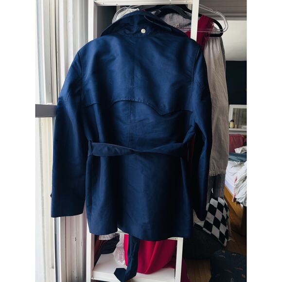 Vintage LRL Lauren Ralph Lauren Blue Trench Coat Sz L 90s - Picture 7 of 8